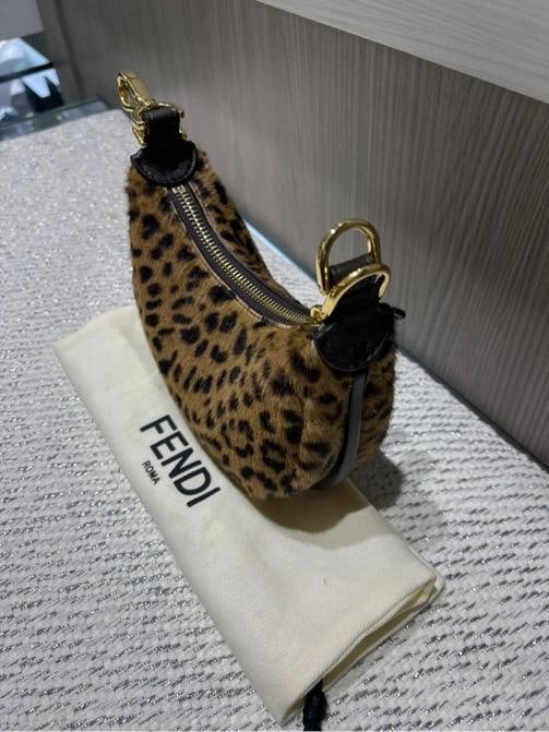 Fendi Fendigraphy Nano Hobo Bag Cavallino calfskin with Fendi Leo print - 3