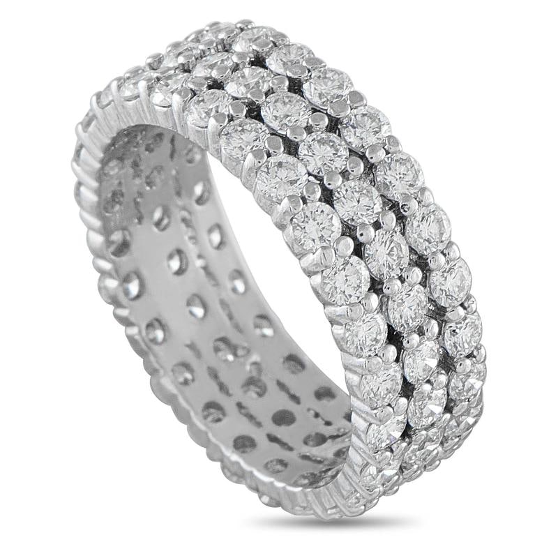 18K White Gold 3.03ct Diamond Three-Row Eternity Band Ring: Condition: Pre-owned - Good: This item has been gently used but is in good condition. It might have a few signs of wear, like light scratches or tarnishing. All imperfections should be shown and descr