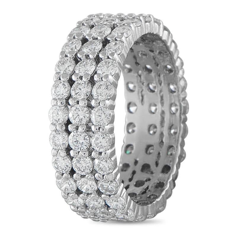 18K White Gold 3.03ct Diamond Three-Row Eternity Band Ring - 2
