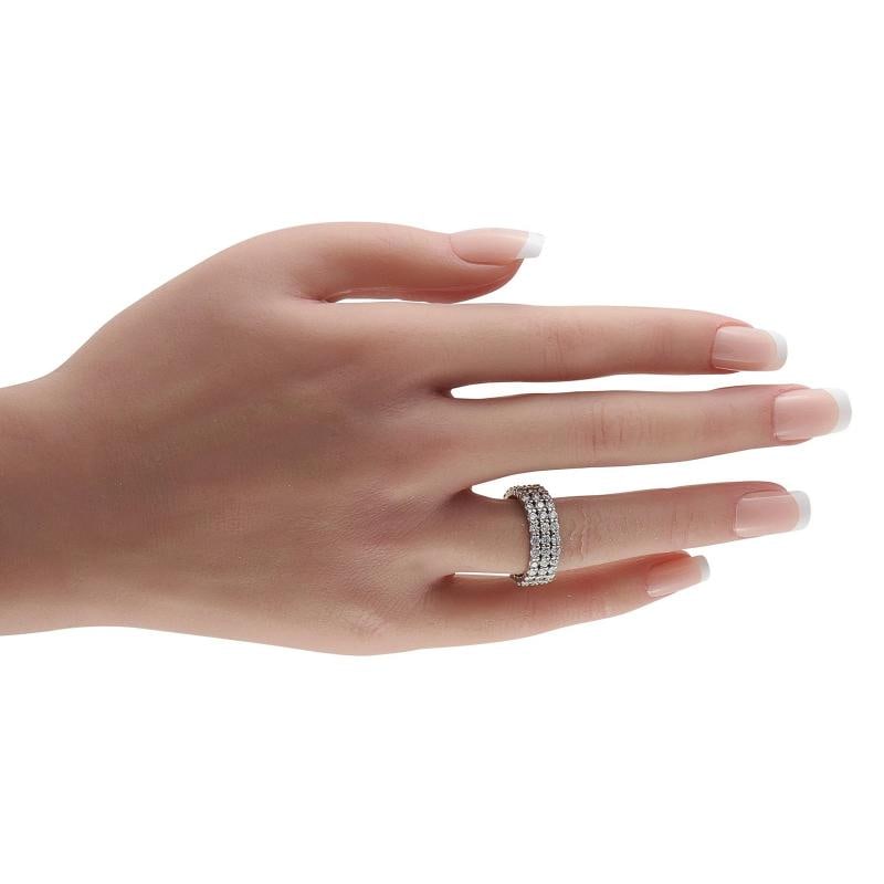 18K White Gold 3.03ct Diamond Three-Row Eternity Band Ring - 3