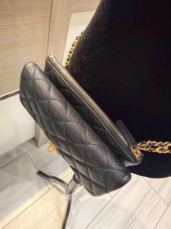 Chanel Shiny Caviar Pick Me Up Flap Belt Bag Black (2022) - 14