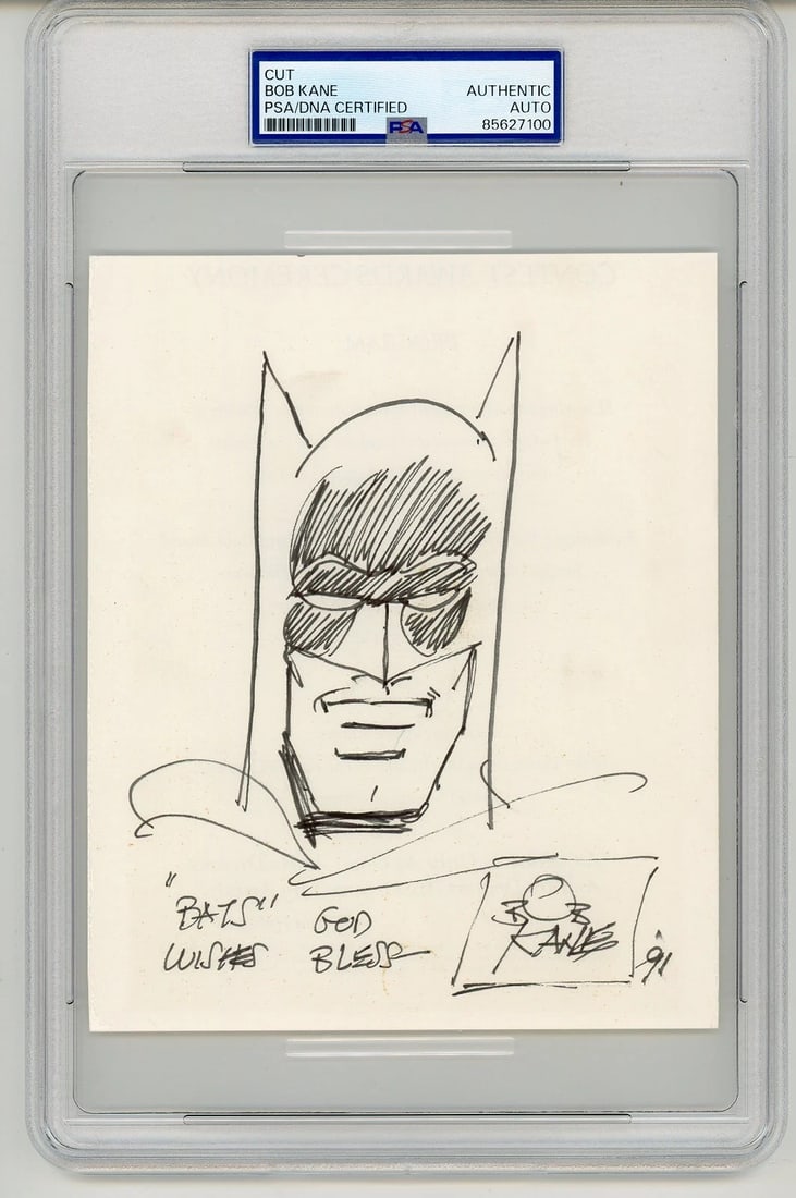 Bob Kane Signed Original Sketch of Batman (PSA) (1 of 2)