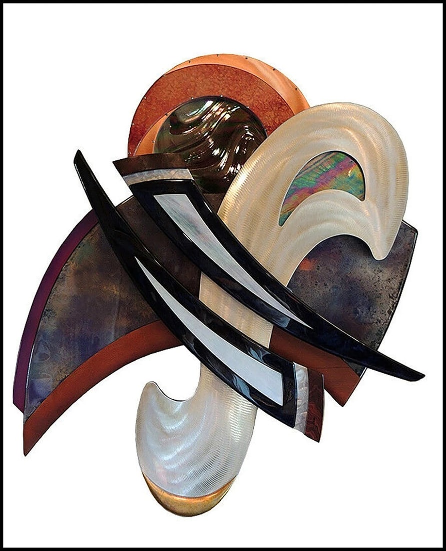 Craig French Large Original Glass Metal Wall Relief Sculpture Signed Art Bronze (1 of 3)