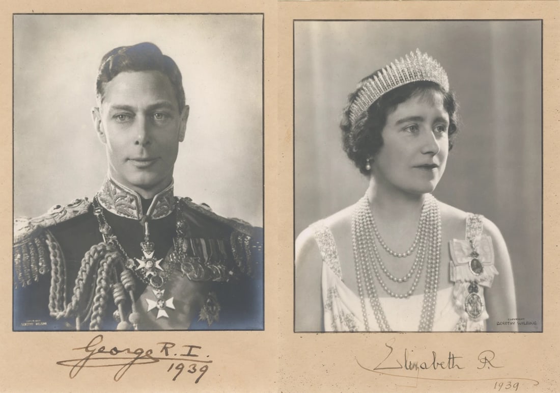 King George VI & Queen Elizabeth Signed Photo Mats (PSA LOA) (1 of 14)