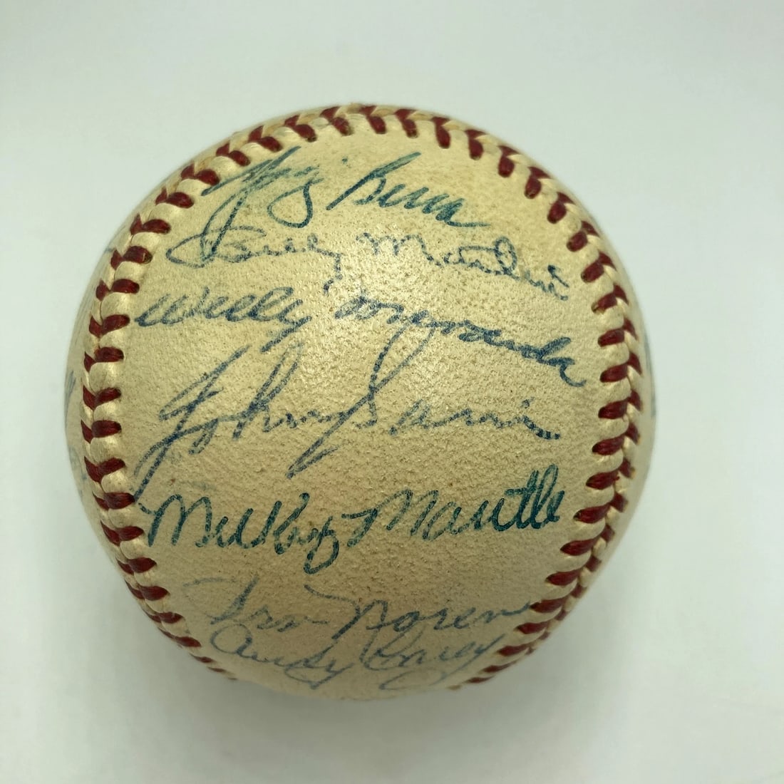 1953 New York Yankees World Series Champs Team Signed Baseball Mickey Mantle JSA (1 of 12)