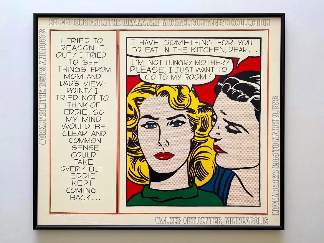 ROY LICHTENSTEIN RARE 1985 LITHO PRINT FRAMED POP ART EXHBT POSTER 1962~(36 1/4" W X 31 1/8" H X 1" (1 of 15)