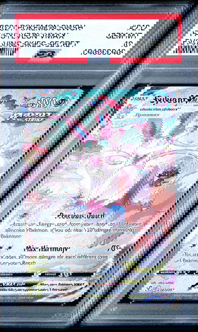 2021 Pokemon Sword & Shield Evolving Skies #212 Fa/Sylveon Vmax Secret PSA 10 (1 of 2)