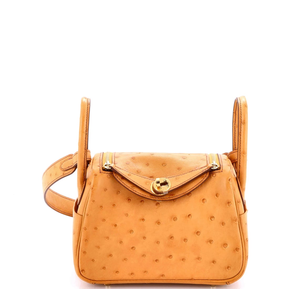 Hermes Lindy Bag Ostrich Mini: Condition: Pre-owned - Excellent,Brand: Hermes,Exterior Material: Ostrich, Exotic,Style: Cross Body Bags,Exterior Color: Brown,Department: Women,Size: Mini,Accessories: Dust BagCondition: Great. Exter