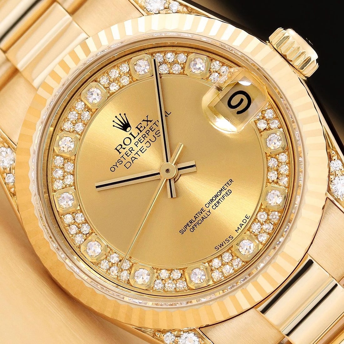 FULLSET ROLEX DATEJUST 68238 FACTORY MYRIAD DIAMOND 18K GOLD PRESIDENT WATCH: Condition: Pre-owned - Good,Bezel Color: Gold,Max Wrist Size: 6.26-6.75 in,Number of Jewels: 29 Jewels,Indices: Diamond Markers, 12-Hour Dial,Band: 18K Yellow Gold President Bracelet,Year Manufactured