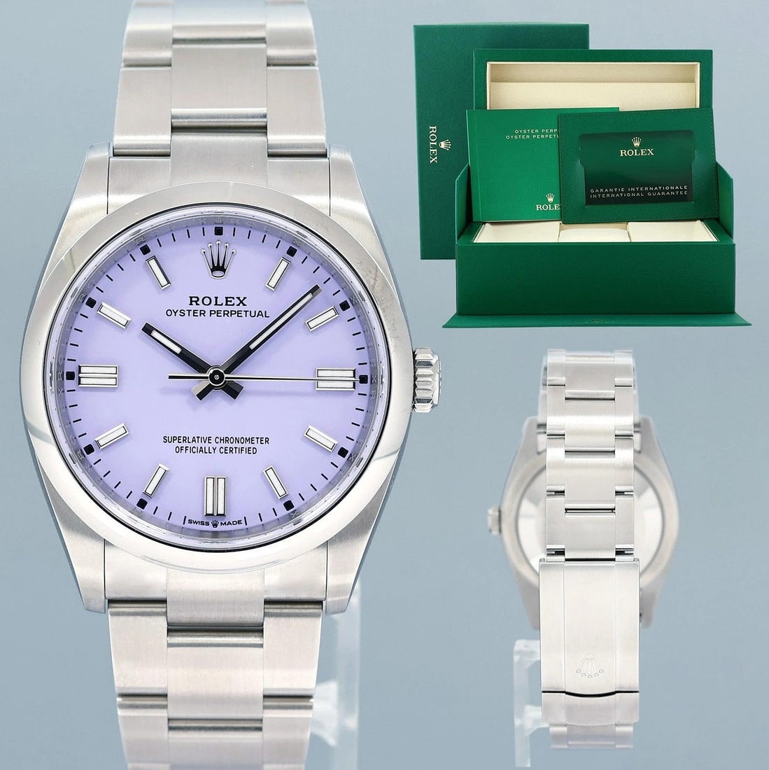 2025 NEW PAPERS Rolex Oyster Perpetual 126000 36mm Lavender Dial Watch Box: Condition: New with box and papers: This item is brand new and has never been worn. It still has the original packaging. ,Brand: Rolex,Department: Women,Type: WristwatchBrandRolex (Guaranteed Authenti
