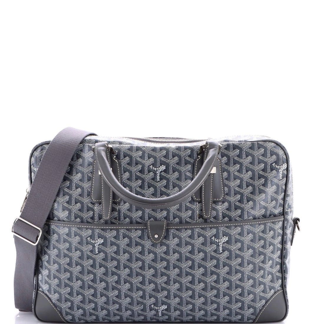 Goyard Ambassade Briefcase Coated Canvas PM: Condition: Pre-owned - Good,Brand: Goyard,Exterior Material: Canvas Coated,Style: Briefcases,Exterior Color: Gray,Department: Women,Size: Pm,Accessories: Dust Bag, Accessories Dust BagCondition: Very