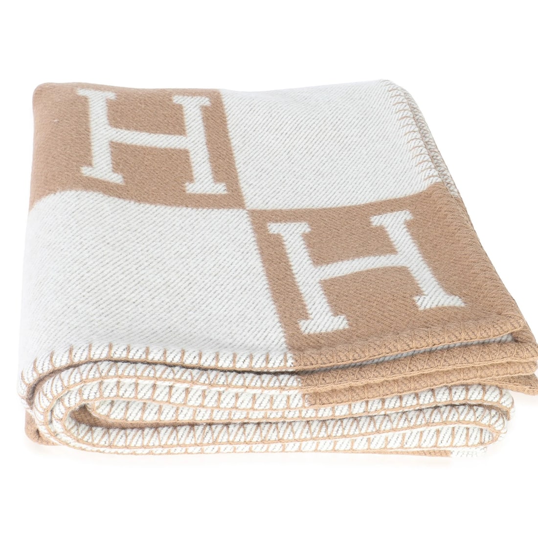 Hermès Ecru Camel Wool Cashmere Avalon Throw Blanket: Condition: Pre-owned - Good,Country of Origin: UK,With Original Box/Packaging: Yes,With Papers: Yes,Dimensions: 53.1 x x,Handbag Accessories: Box;Receipt,Department: Unisex,Material: Fabric,Color: