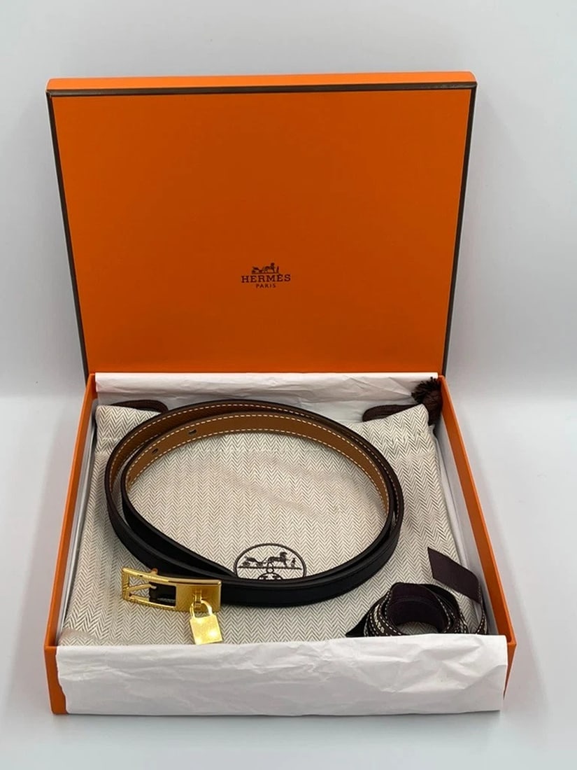 Hermes Lucky 15 reversible belt (black) noir/gold hardware size 75 (1 of 6)