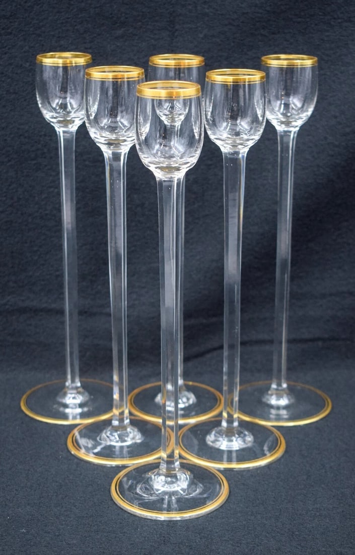 6 Tall Hand Blown Moser Cordials - 12 inches, Circa 1920 (1 of 7)
