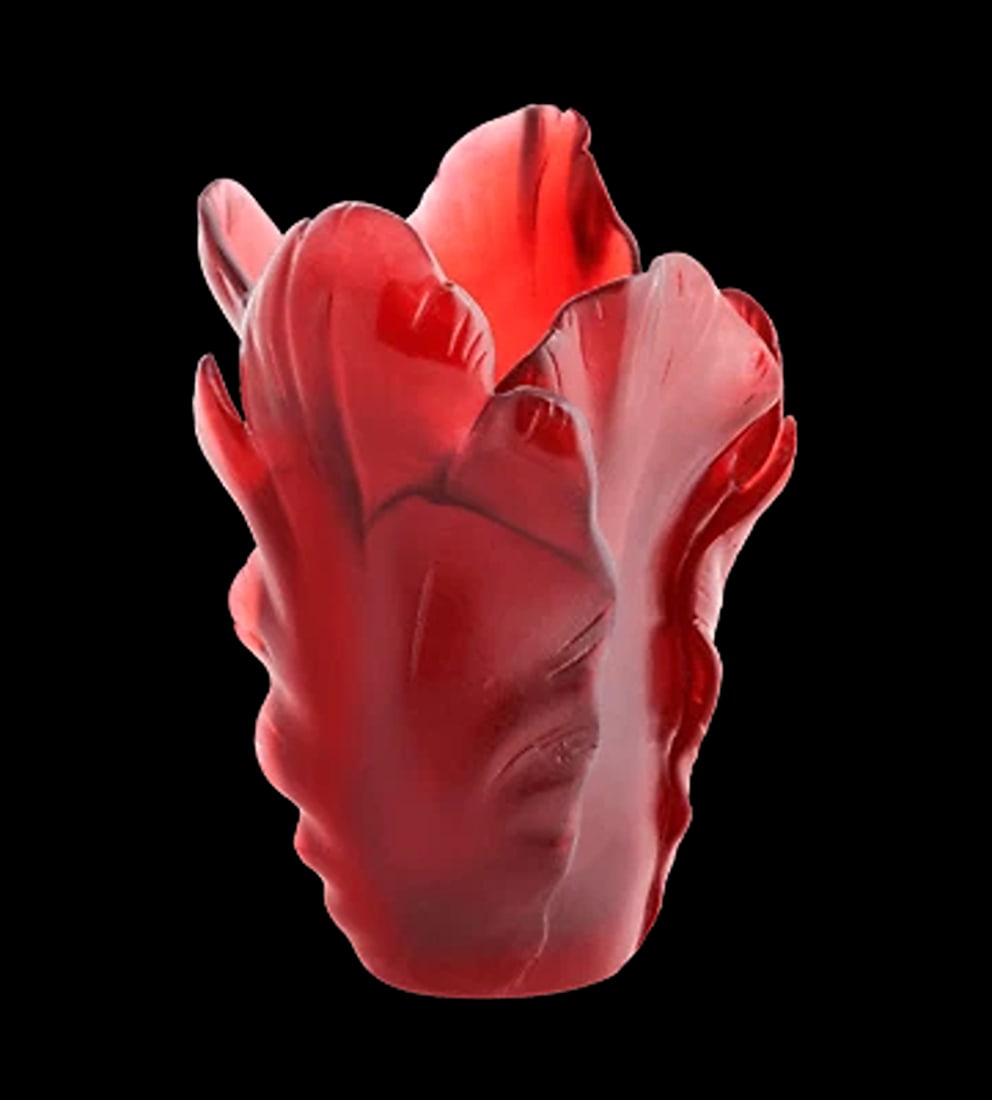 NEW DAUM CRYSTAL NUMBERED ED. RED TULIP VASE SMALL #05213-5 BRAND NIB FRENCH (1 of 1)