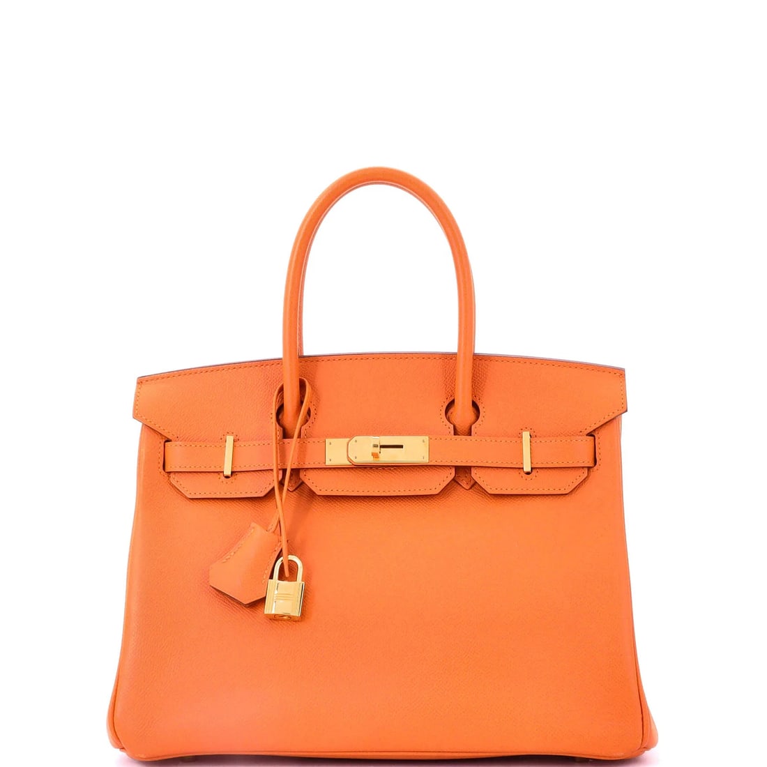 Hermes Birkin Handbag Orange Epsom with Gold Hardware 30: Condition: Pre-owned - Good,Brand: Hermes,Exterior Material: Leather,Style: Totes,Exterior Color: Orange,Department: Women,Size: 30,Accessories: Keys, Clochette, LockCondition: Very good. Exterior: