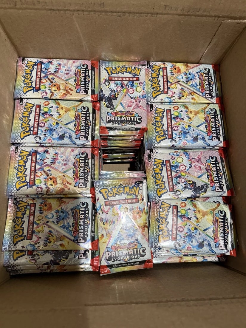 Pokemon TCG Prismatic Evolutions Booster Packs Factory Sealed Lots of 100 Packs (1 of 2)