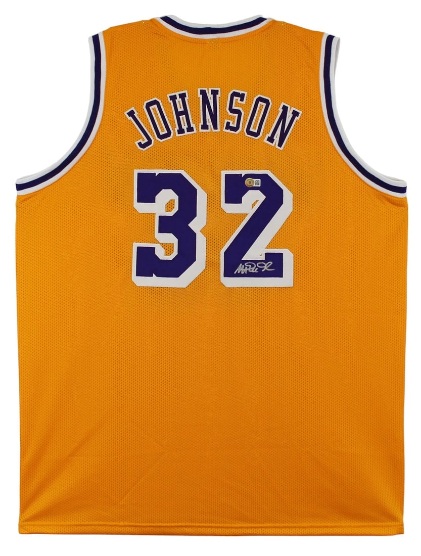 Magic Johnson Authentic Signed Yellow Pro Style Jersey BAS Witnessed 2 (1 of 3)