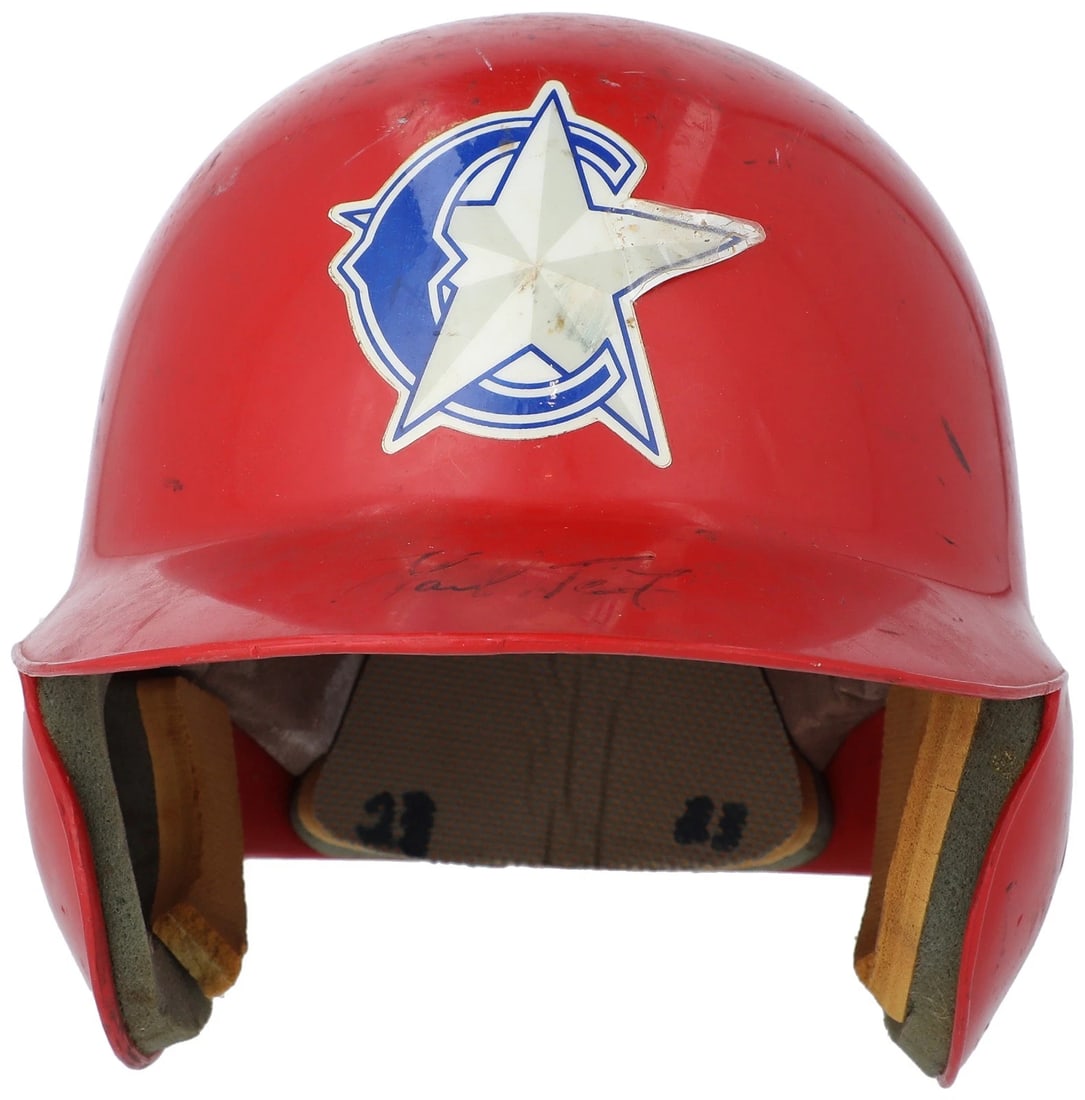 Mark Teixeira Signed Game Used Port Charlotte Rangers Minor League Helmet BAS: Sport: Baseball,Player: Mark Teixeira,Signed: Yes,Original/Reprint: Original,Autograph Authentication: Beckett Authentication Services (BAS),Product: Helmet,Team: Texas Rangers