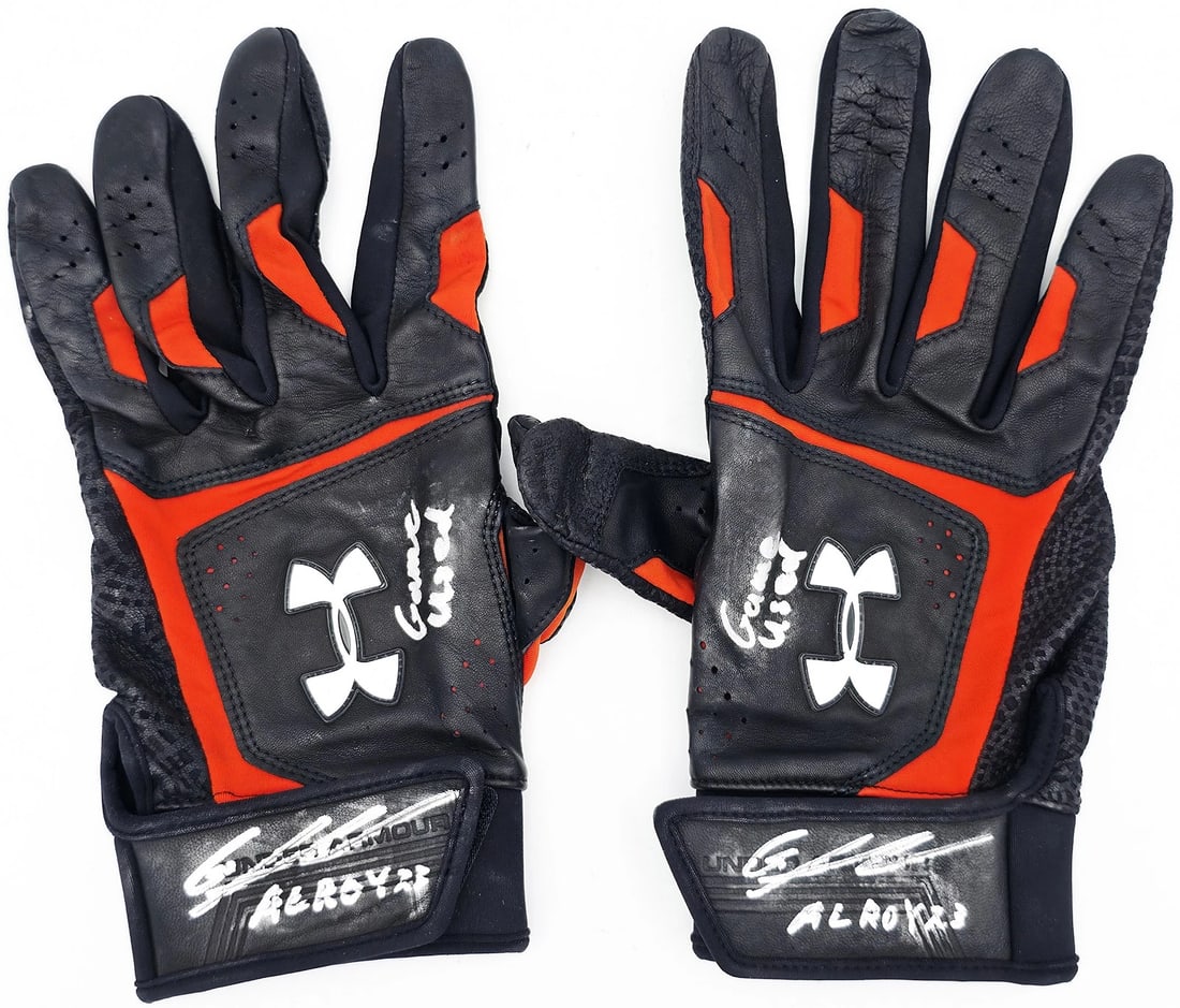 Gunnar Henderson Auto Game Used Rookie Under Armour Batting Gloves "ROY" Beckett (1 of 4)