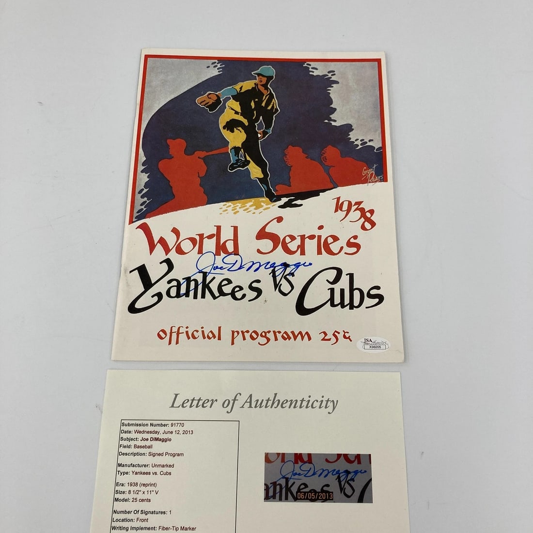 Joe Dimaggio Signed 1938 World Series Program New York Yankees JSA COA (1 of 7)