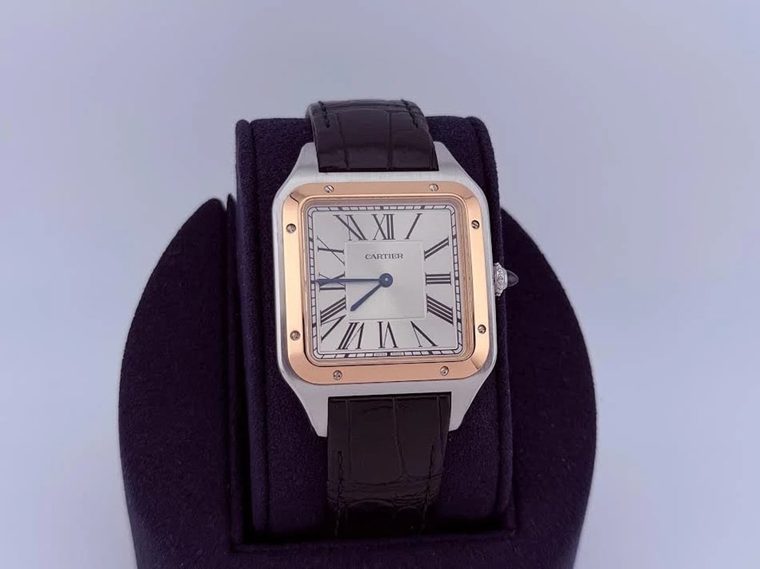 Cartier Santos Dumont XL W2SA0017 4305 33.9mm Silver Dial 18k Rose Gold Steel: Condition: Pre-owned - Excellent,Bezel Color: Gold, Rose, Rose Gold,Movement: Mechanical (Manual),Seller Warranty: Yes,Indices: Roman Numerals,Year Manufactured: 2020-Now,Reference Number: 4305, W2SA0