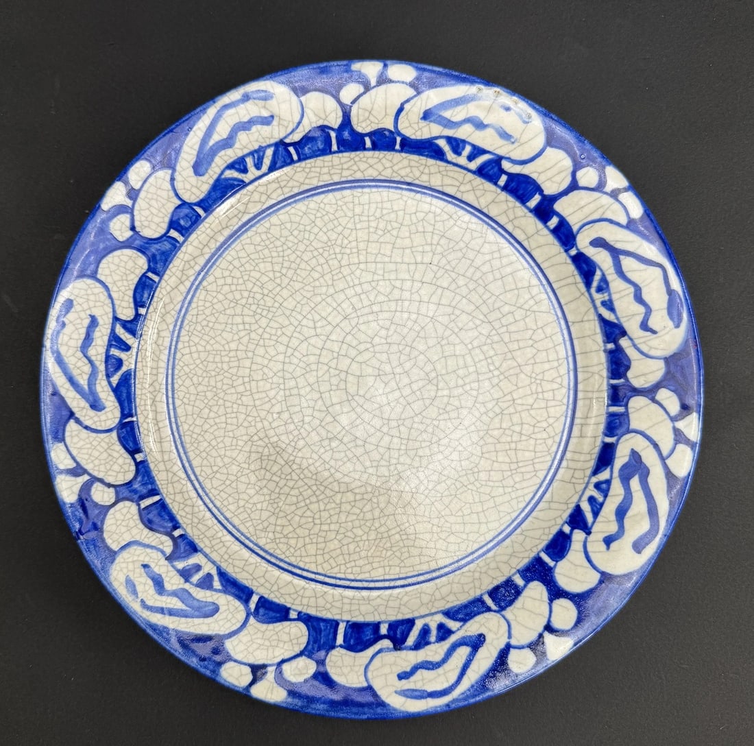 Antique Dedham Pottery Snow Tree / Mushroom 10" Plate Good Marks NOT Repro (1 of 7)