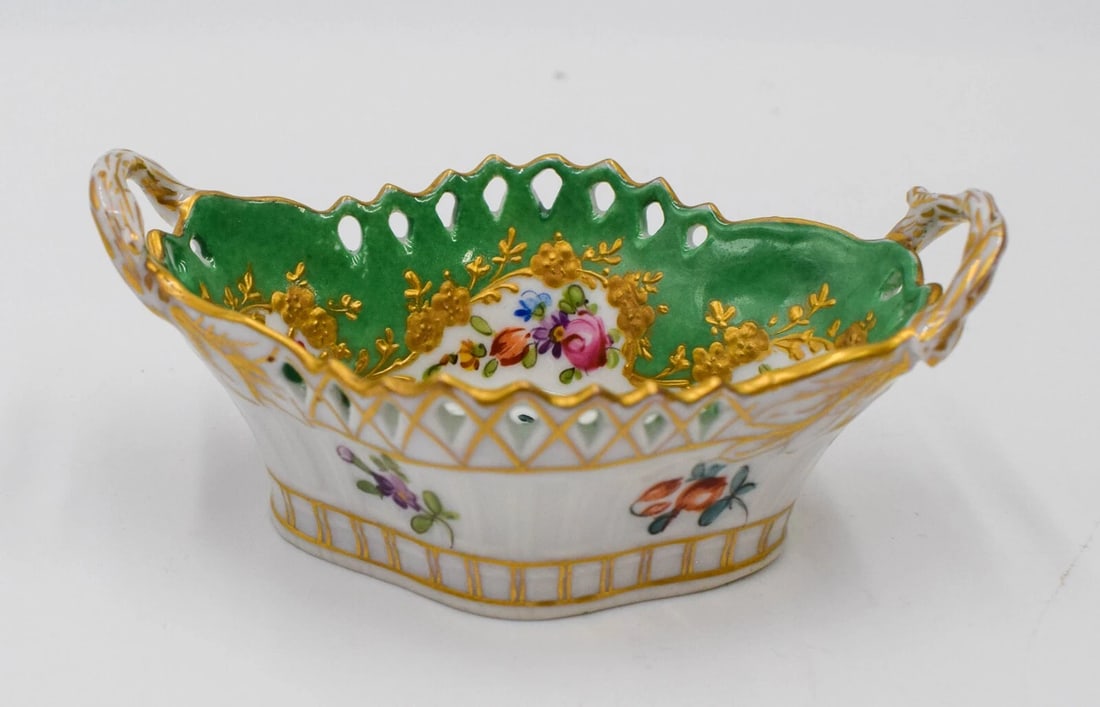 Antique French Sevres Hand Painted Salt Dip Dish - Pierced, Circa 1890 (1 of 6)