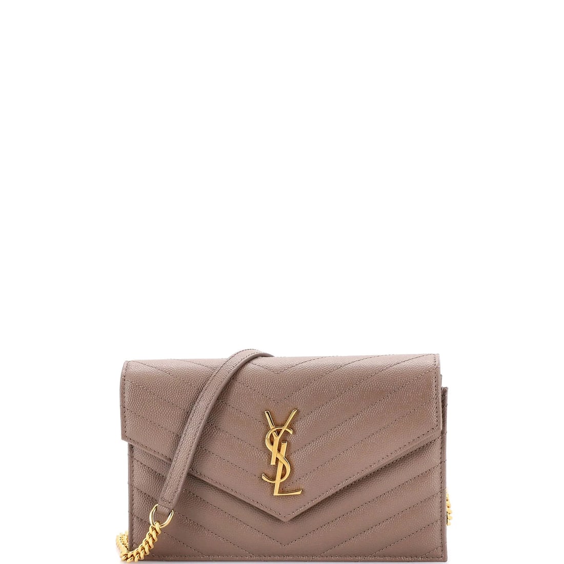 Saint Laurent Classic Monogram Wallet on Chain Matelasse Chevron Leather Small (1 of 5)