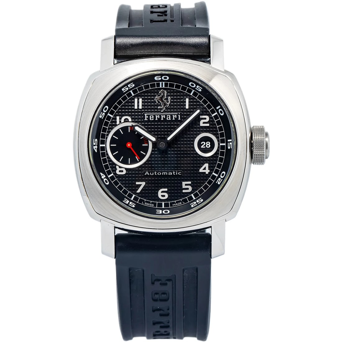 Panerai Ferrari FER00001 Auto 2011 paper Stainless Steel Black Dial Men's 45mm: Case Size57x45 mmWrist Fit8 inchesBoxNoPapersYesCondition — Used - GoodFull SpecificationsBrandPaneraiCustomizedNoSerial #F6654BBI122****GenderMen'sBand MaterialRubberBand ColorBlackBezel Diameter44