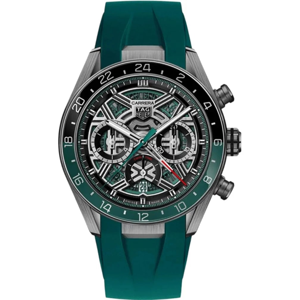 New Tag Heuer Carrera Chronograph Twin-Time Extreme Men's Watch CBU2084.FT6297: CaseCase MaterialTitaniumCase DescriptionBrushed TitaniumCase FinishBrushedCase ShapeRoundCase Diameter44.00mmCase BackTransparent - See-Through Case BackBezelFixed. Ceramic with 24 Hour ScaleCrystalS