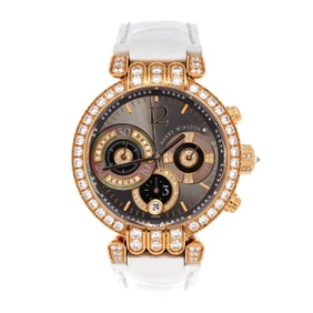 Harry Winston Premier Chronograph Automatic Watch Rose Gold and Alligator