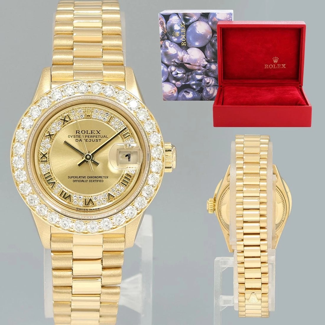 MYRIAD DIAL Mint Diamond Ladies Rolex DateJust 69178 President 26mm 18k Gold: Condition: Pre-owned - Excellent,Brand: Rolex,Department: Women,Type: Wristwatch,Customized: Yes,Country of Origin: SwitzerlandBrandRolex (Guaranteed Authentic)ModelDateJust PresidentReference Number6