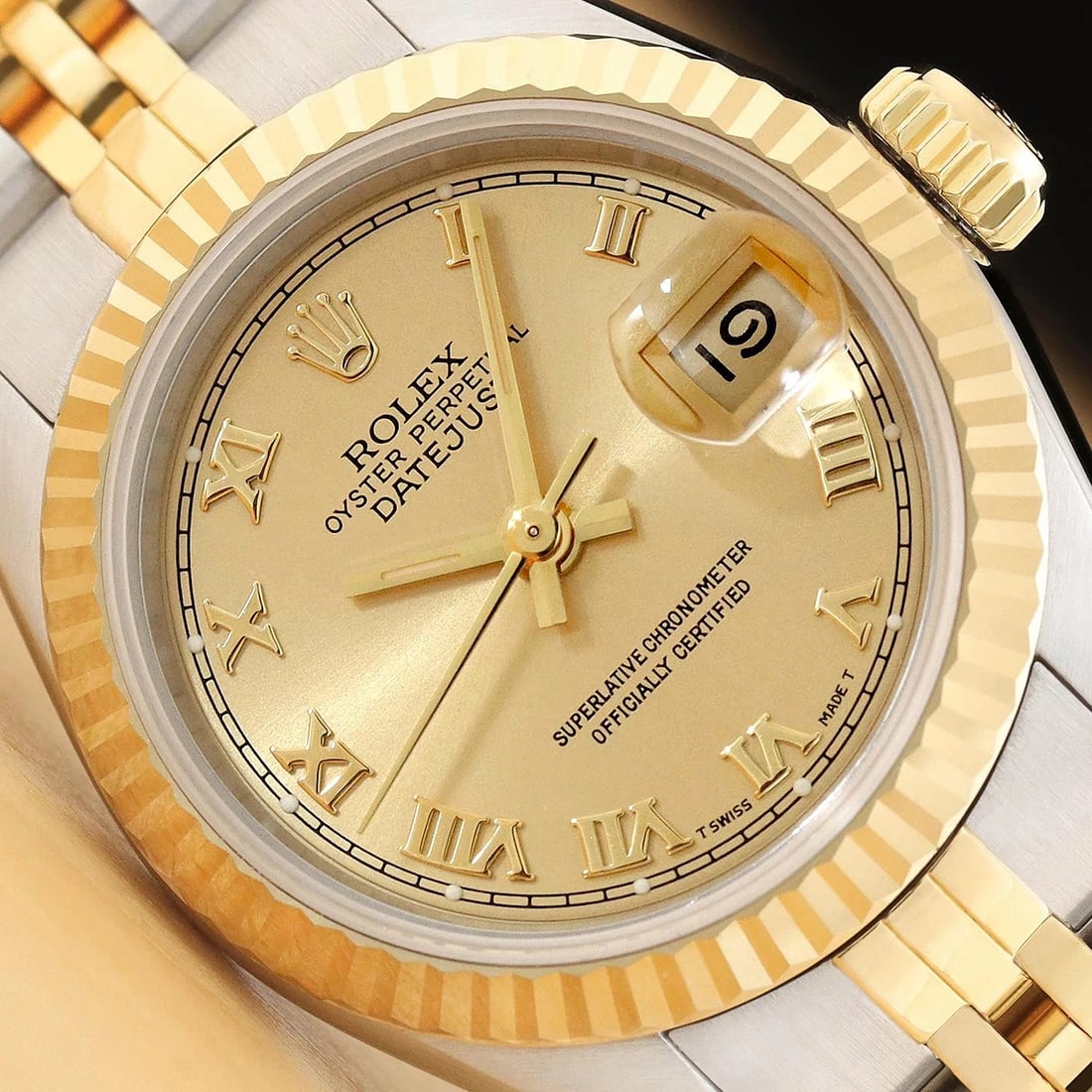 ROLEX LADIES DATEJUST 69173 CHAMPAGNE ROMAN DIAL 18K GOLD STEEL TWO TONE WATCH (1 of 9)