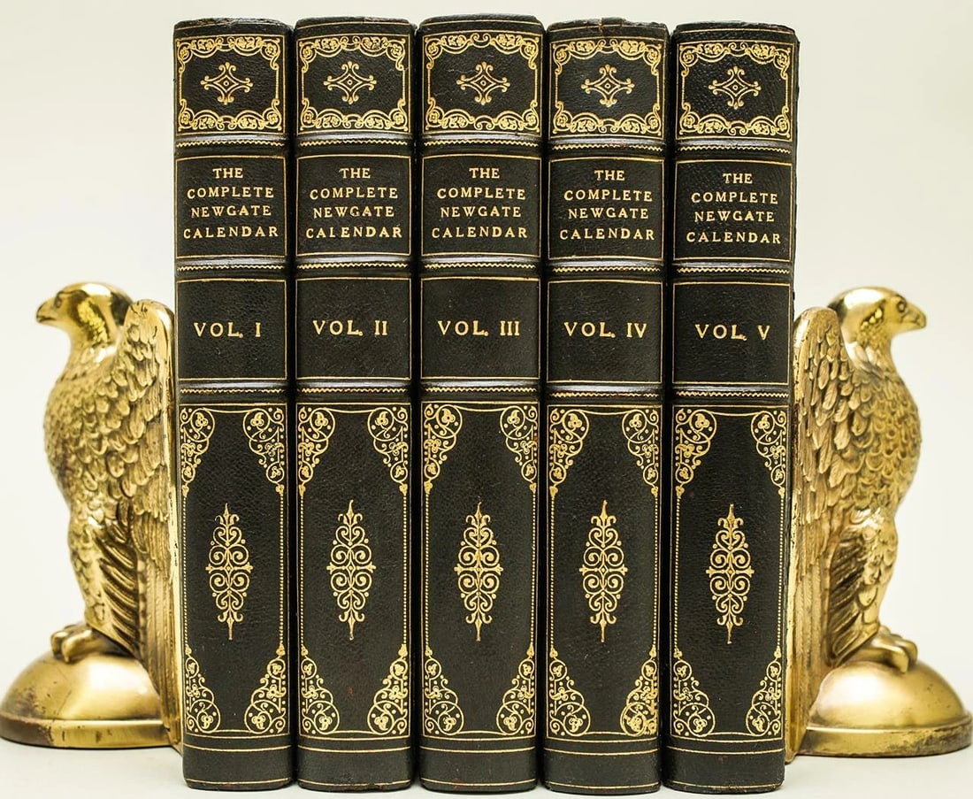 1926 Complete Newgate Calendar Pirates Robbers Murderers Highwaymen Illustrated: Country of Origin: United States,Author: Multiple,Binding: Leather,Language: English,Original/Facsimile: Original,Place of Publication: London,Publisher: Navarre Society Limited,Region: Europe,Special