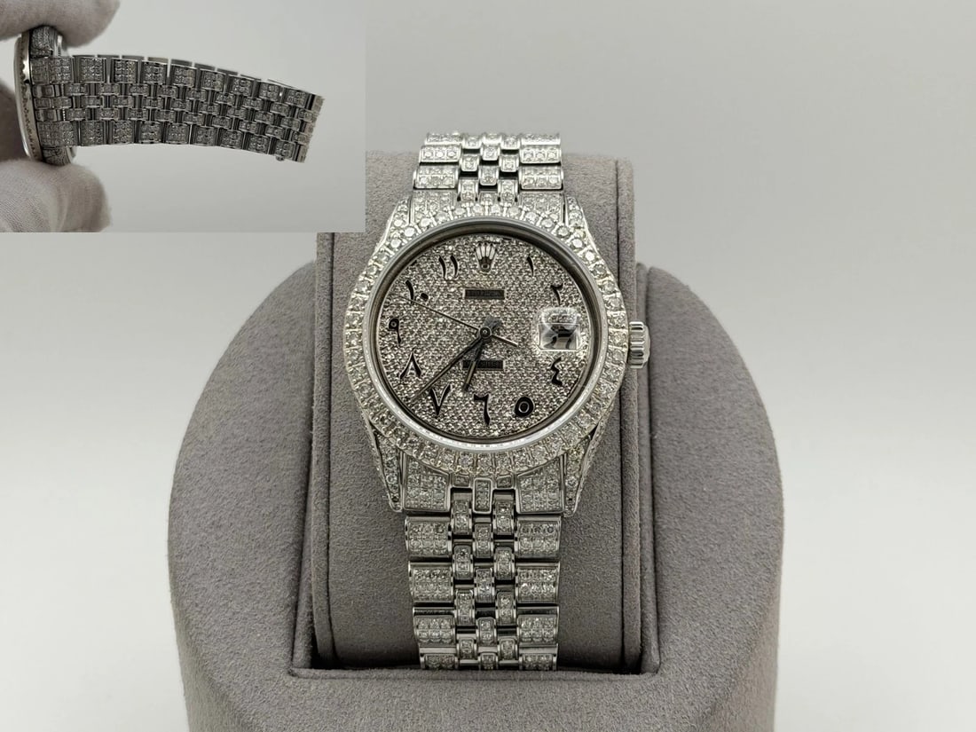 Rolex Datejust 1601 36mm Diamond Case Diamond Bracelet Diamond Dial Iced Out: Condition: Pre-owned - Good,Movement: Mechanical (Automatic),Seller Warranty: Yes,Indices: Arabic Numerals,Year Manufactured: 1970-1979,Reference Number: 1601,Brand: Rolex,Type: Wristwatch,Department: