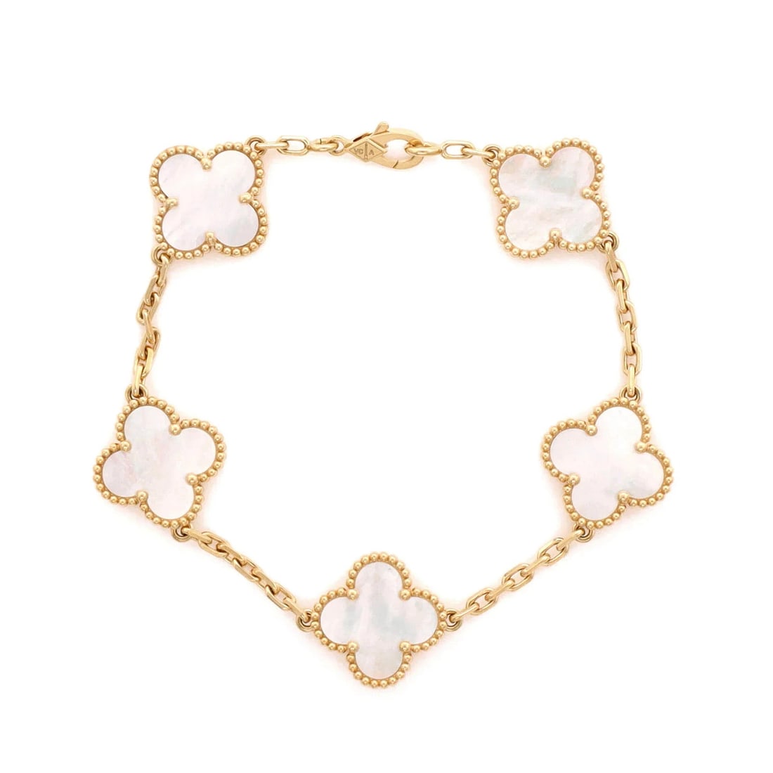 Van Cleef & Arpels Vintage Alhambra 5 Motifs Bracelet 18K Yellow Gold and Mother (1 of 4)