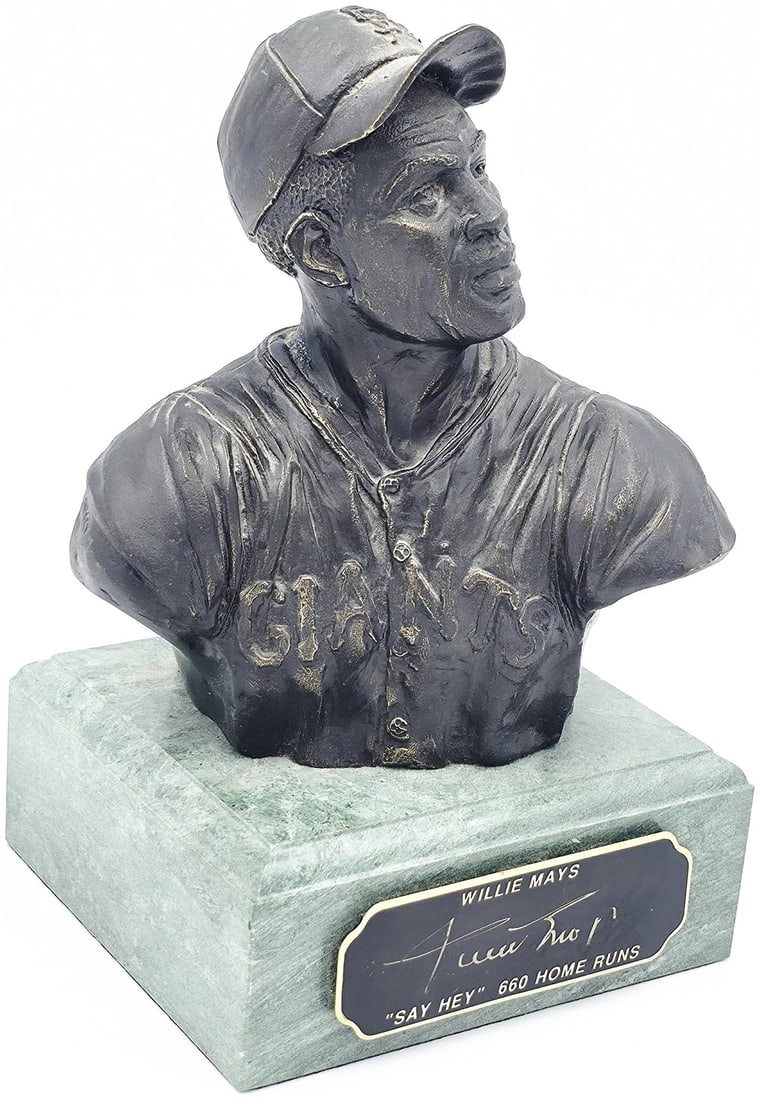 Willie Mays Signed Bronze Bust Statue Giants Artist E. Kean Beckett (1 of 6)