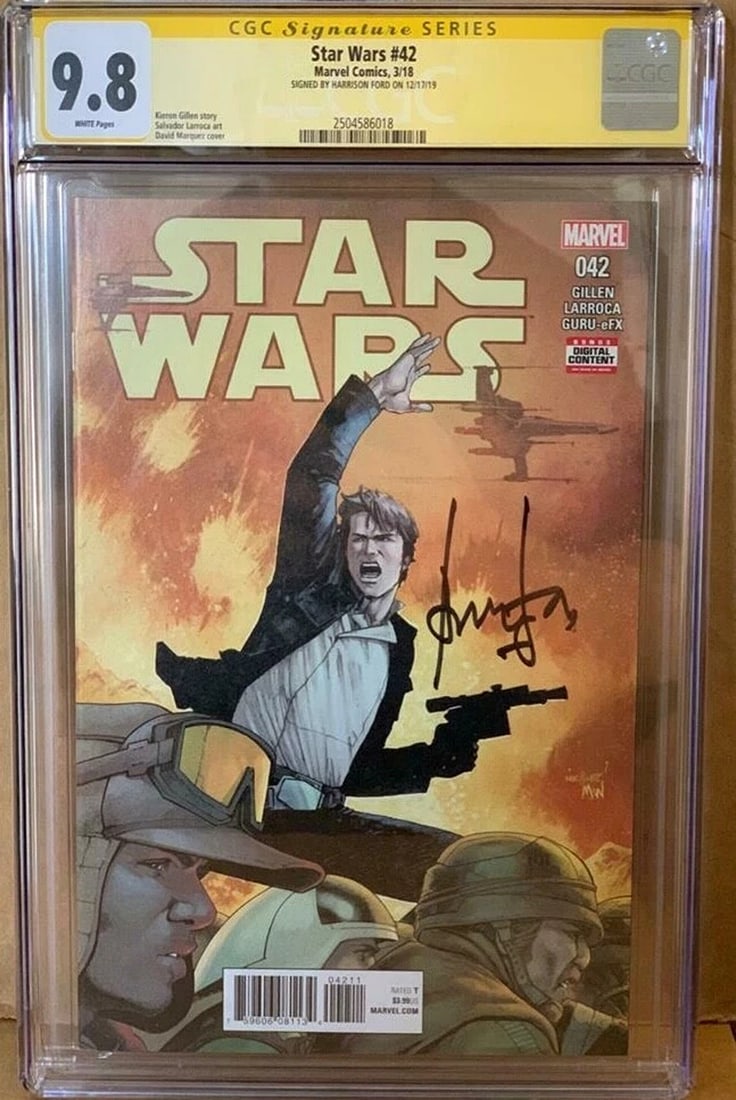 Han Solo CGC 9.8 Signed Harrison Ford Star Wars #42 Marvel Comic Sig Series: Original/Reproduction: Original,Industry: Movies,Country of Origin: United States