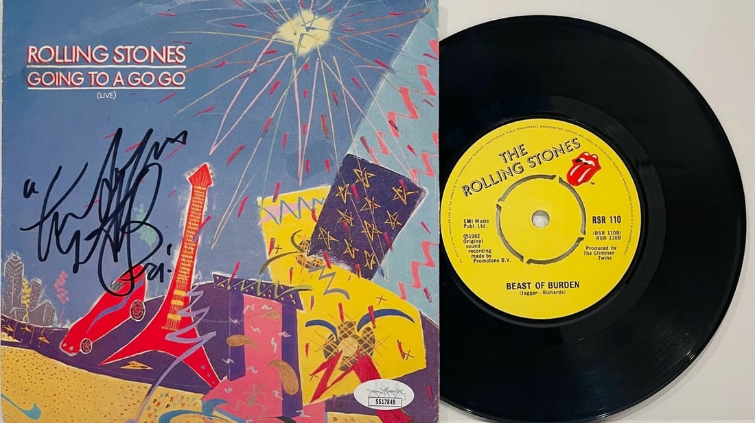 CHARLIE WATTS Signed Autograph ROLLING STONES UK 45 Record Beast of Burden JSA (1 of 3)