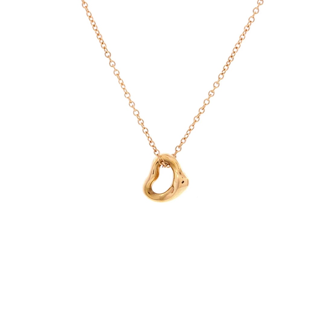 Tiffany & Co. Elsa Peretti Open Heart Pendant Necklace 18K Rose Gold 7mm: Condition: Pre-owned - Good,Brand: Tiffany & Co.,Main Stone: Unknown,Metal: 18K Yellow Gold,Metal Purity: 18K,Style: Pendant,Type: Necklace,Color: Rose Gold,Material: 18K Rose Gold