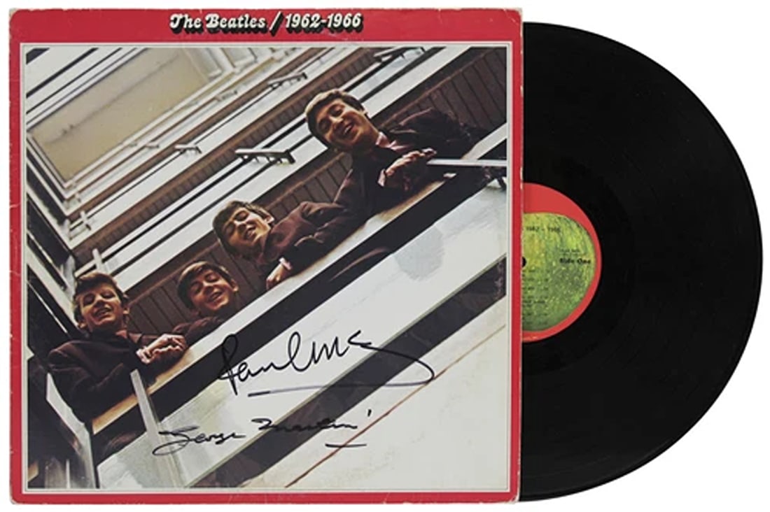 Paul McCartney & George Martin Beatles Signed 1962-1966 Album Cover W/ Vinyl BAS (1 of 6)