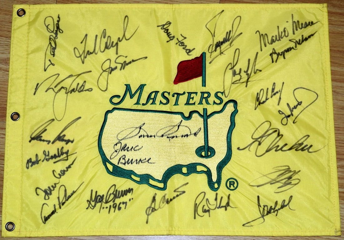 Jack Nicklaus Arnold Palmer Snead Nelson + 19 Signed MASTERS Champs 1997 FLAG (1 of 5)