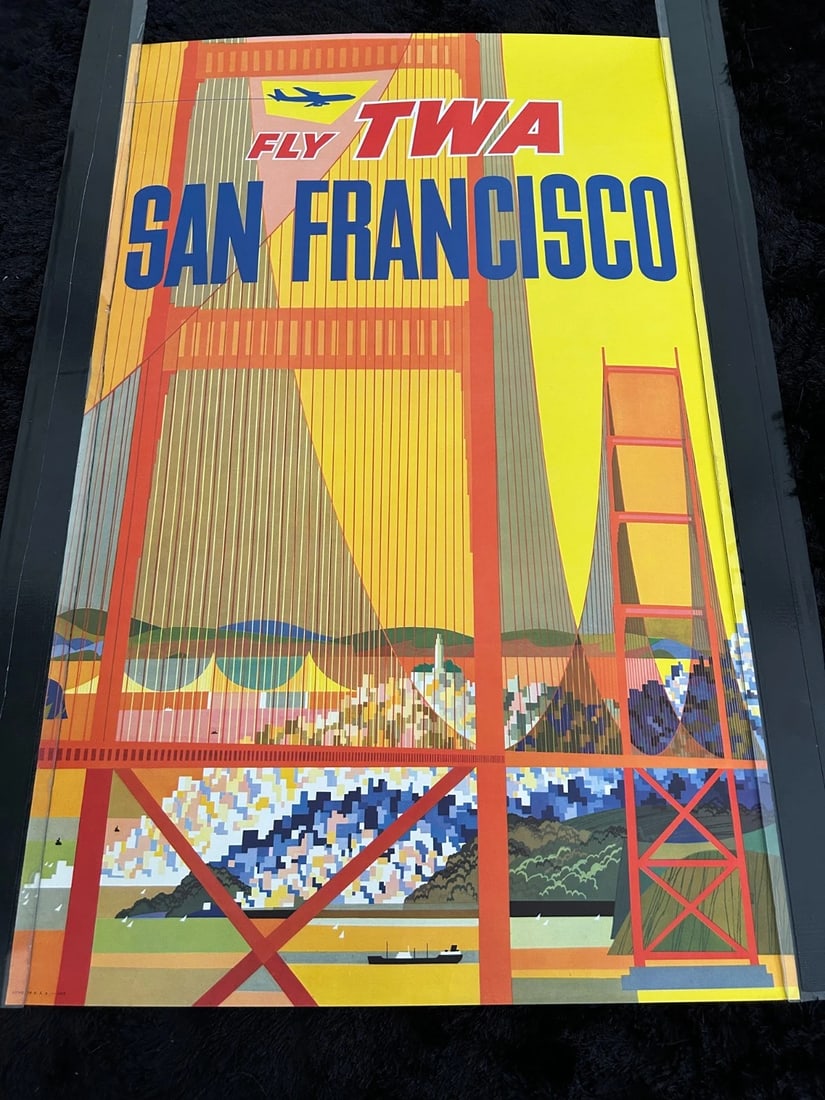 Original "SAN FRANCISCO - FLY TWA JETS" Travel Poster - David Klein IMPECCIBLE! (1 of 11)