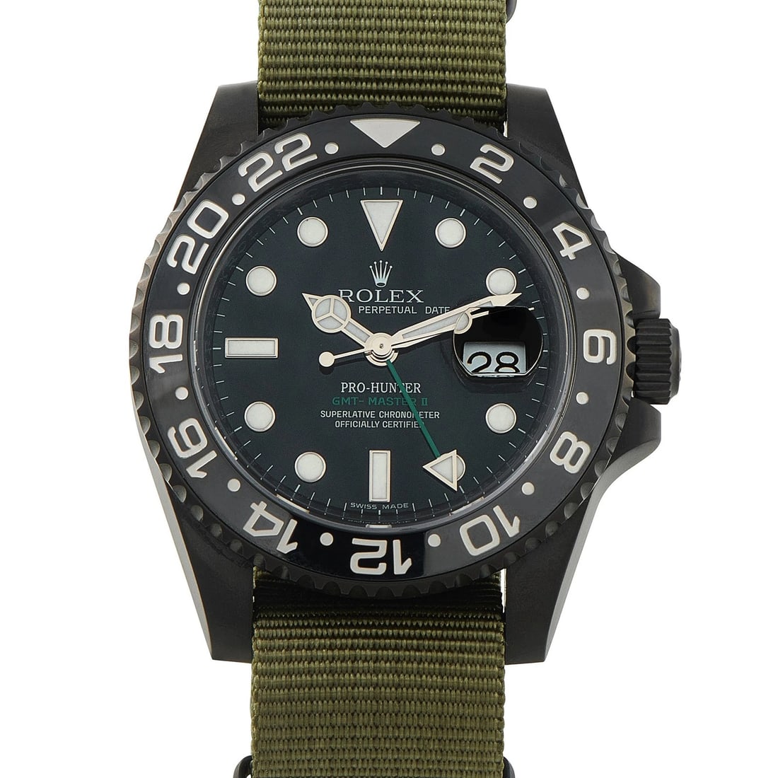 Rolex GMT Master II Pro-Hunter 40mm Watch 116710LN: Condition: Pre-owned - Good: This item has been gently used but is in good condition. It might have a few signs of wear, like light scratches or tarnishing. All imperfections should be shown and