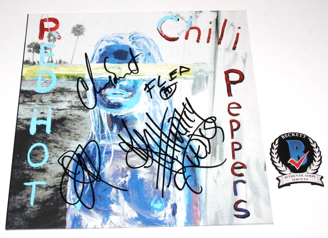 RED HOT CHILI PEPPERS BAND SIGNED 'BY THE WAY' ALBUM VINYL RECORD BECKETT COA x4 (1 of 2)