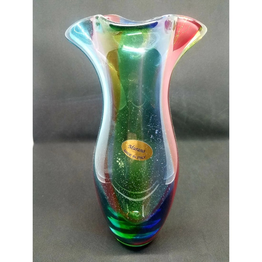 Vintage Italian Murano Art Glass Vase with Rainbow Sommerso Multicolor Statement (1 of 12)