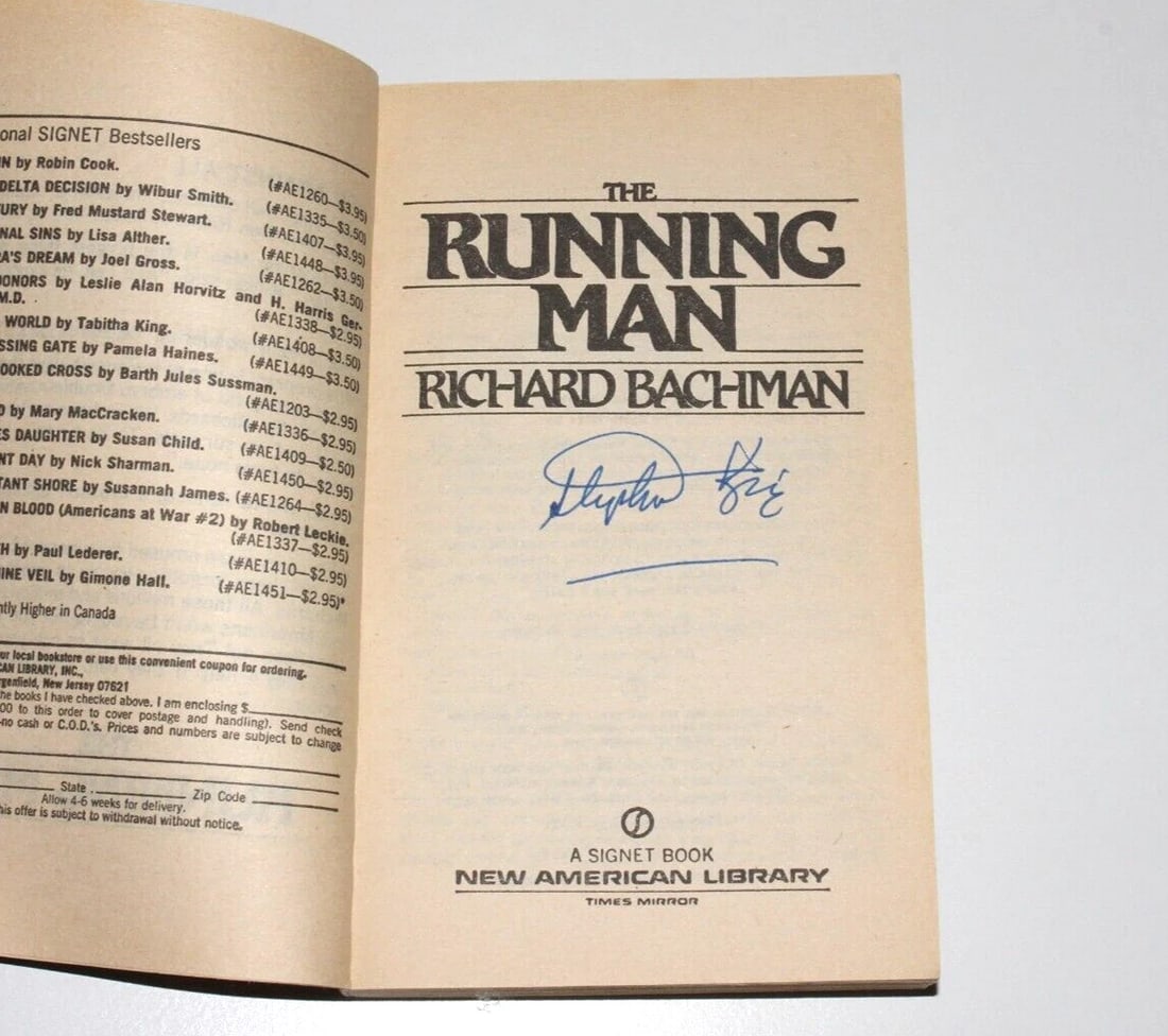 STEPHEN KING SIGNED 'THE RUNNING MAN' 1ST EDITION PRINTING BOOK RICHARD BACHMAN (1 of 8)