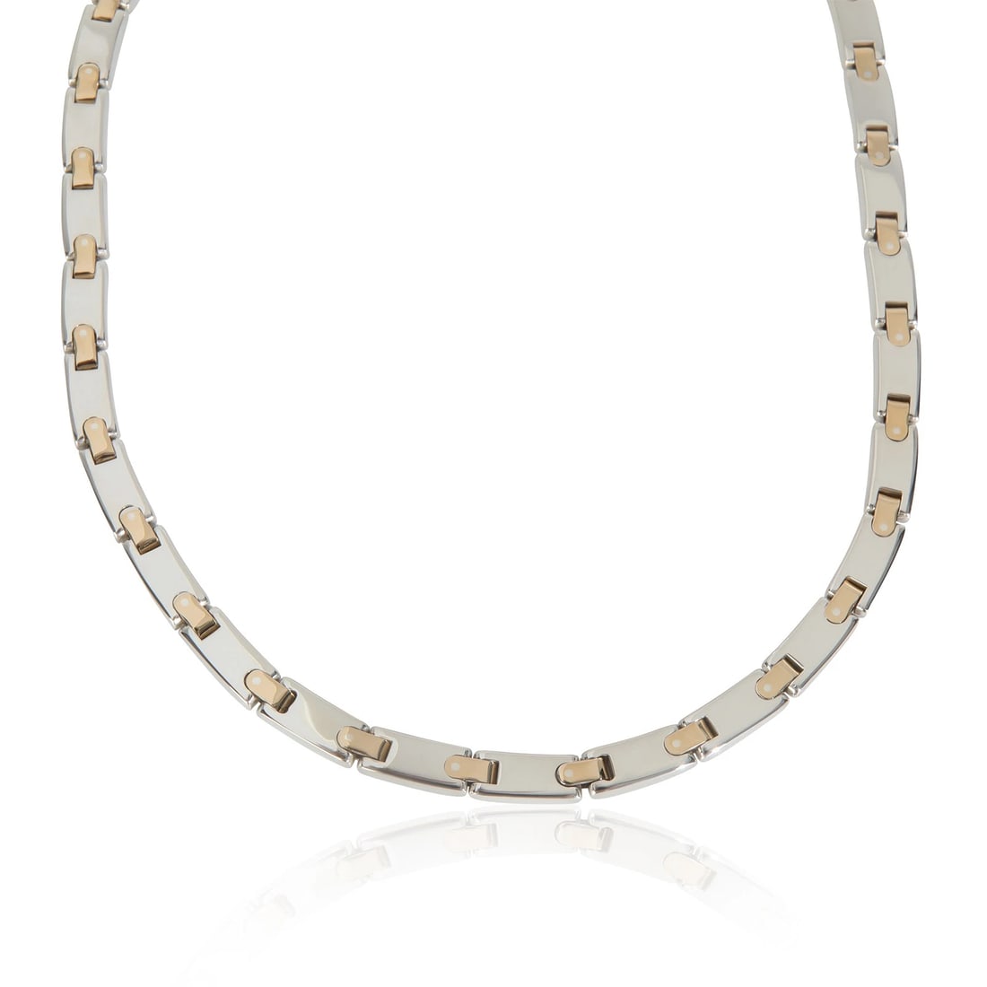 Tiffany & Co. Yellow Gold & Sterling Silver Vintage Flat Link Necklace: Condition: Pre-owned,Necklace Length: 18 in,Country of Origin: Italy,Clasp/Buckle Type: Box with Tongue & Safety,Side Stone Type: No Stone,Metal Purity: 18k,With Original Box/Packaging: No,With Papers