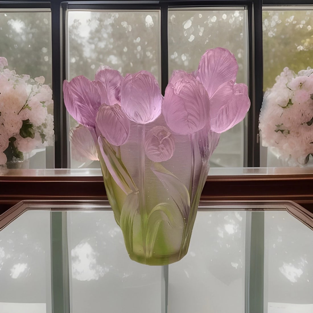 Nancy Daum Style Iris Multi Color Pink Green Ombré H9?? W8?? Heavy Unique: Condition: Used: An item that has been used previously. The item may have some signs of cosmetic wear, but is fully operational and functions as intended. This item may be a floor model or store retur